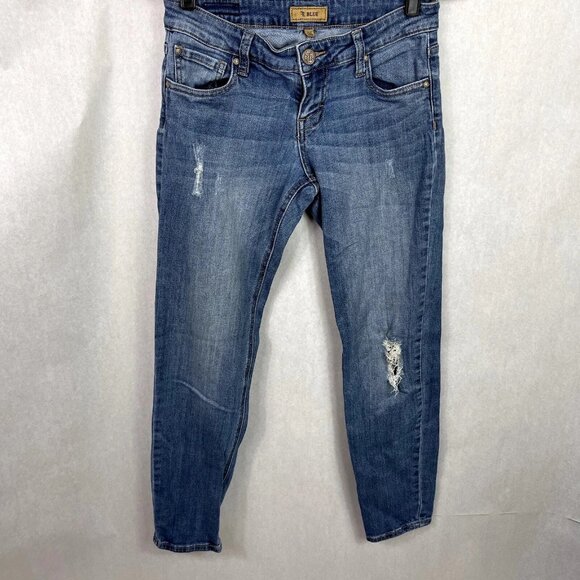 STS Blue Cropped Straight Leg Jeans Distressed Medium Wash Womens Size 26 - Picture 1 of 7
